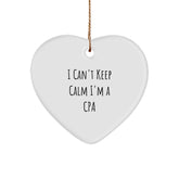 Funny CPA Gifts - 'I Can't Keep Calm I'm A CPA' Heart Ornament for Men, Women, Friends, Coworkers, Family - Christmas Unique Gifts - Image 1